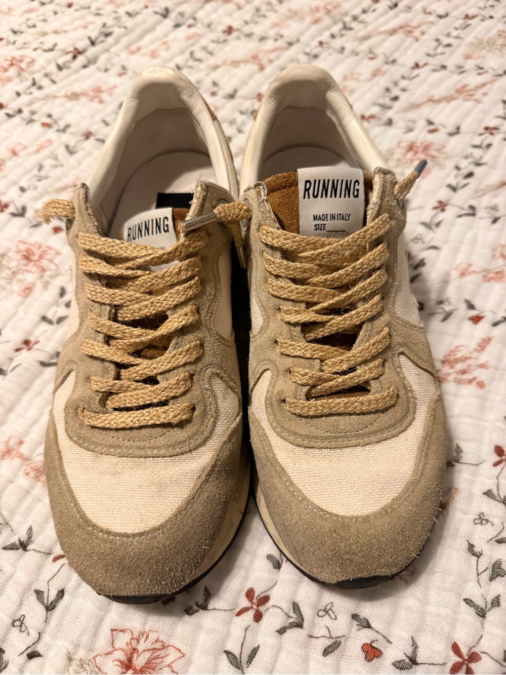 Golden Goose Beige and White Runner Sneakers size 38